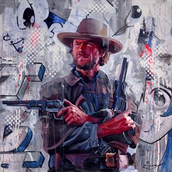 Cowboy Clint by Zinsky - Original Painting on Box Canvas sized 35x35 inches. Available from Whitewall Galleries